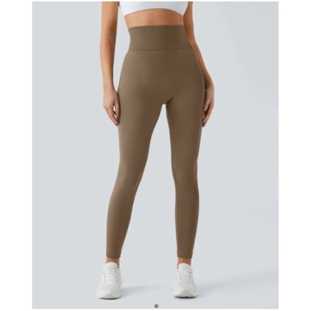 Halara Seamless Flow chestnut brn High Waisted Ruched Plain Leggings Sz M